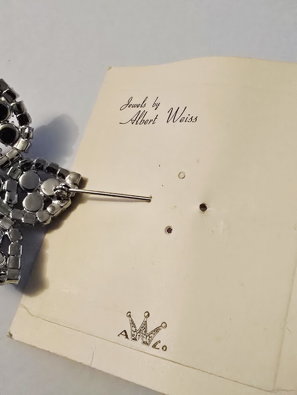 Albert Weiss vintage rhinestone 50s Star Flower Brooch Dead stock original card - Picture 9 of 9